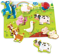 Peek & Explore Peg Puzzle Farm Animals - B. Woody