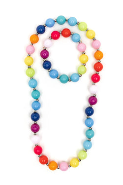 Beaded Bubblegum Necklace & Bracelet Set 2pc