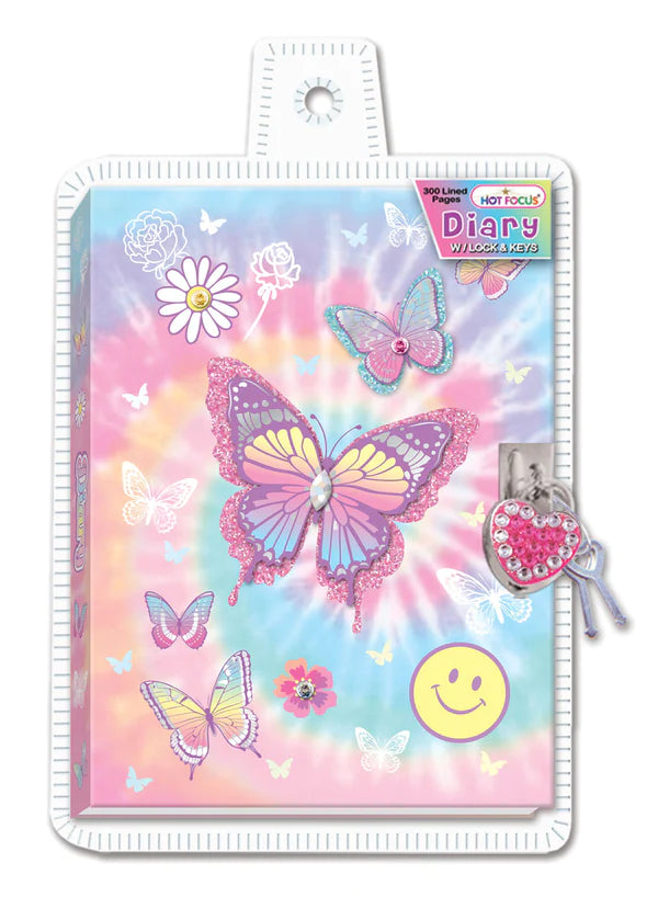 Tie Dye Butterfly Diary with Lock & Keys