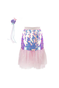 Bling Bling Mermaid Skirt & Hairclip Set Pink Sz 4/6