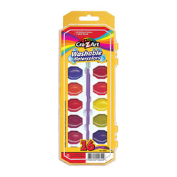 16 Washable Watercolors with Brush