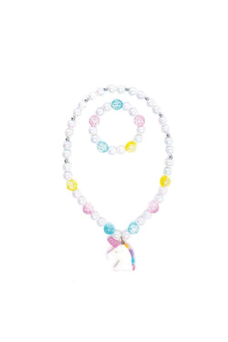White Unicorn Necklace & Bracelet Set 2pc