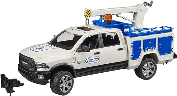 RAM Service Truck with Crane & Rotating Beacon Light - Bruder