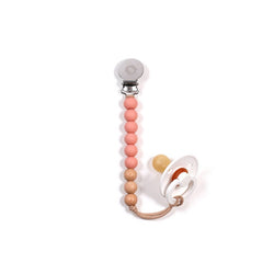 Wood & Silicone Pacifier Clip Blush