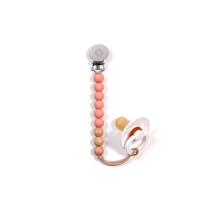 Wood & Silicone Pacifier Clip Blush