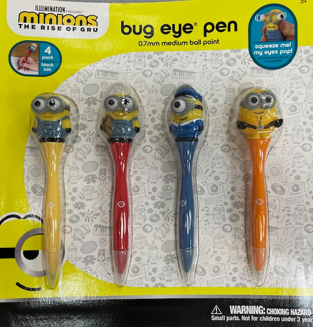 Minions 4pk Bug Eye Pens