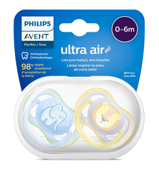 Ultra Air Pacifier 0-6m 2-pack Assorted Animals