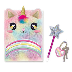 Rainbow Fuzzy Diary with Lock & Keys