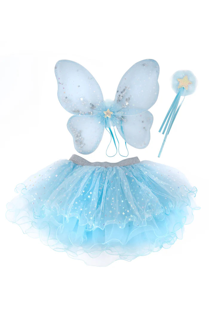 Iridescent Celestial Fairy Wings, Tutu & Wand Set Sz 4-6 Great Pretenders