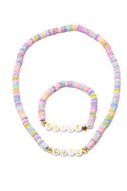Cute Smile Necklace & Bracelet Set 2pc