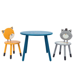 Les Moustaches - Child Table and Chairs Set with Fernand/Lulu Chairs- Moulin Roty