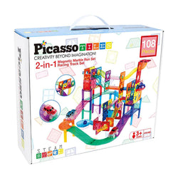 108pc 2-in-1 Magnetic Marble Run Set & Racing Track Set - Picasso Tiles
