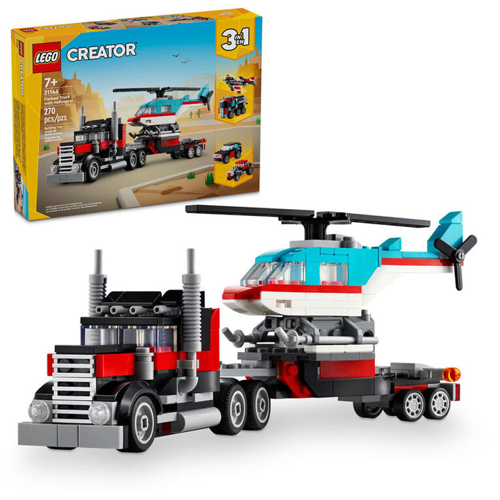 Flatbed Truck with Helicopter - Lego Creator 3-in-1