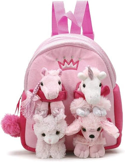 11" Pink Unicorn Backpack with 4 Plush Unicorns