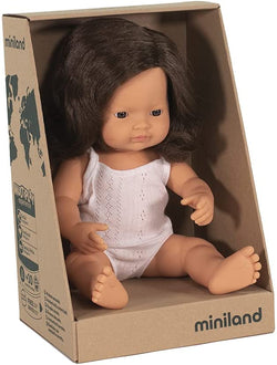 Miniland Caucasian Brunette Girl 15" Doll