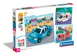 Rescue Vehicles 3 x 48pc Puzzle - Clementoni