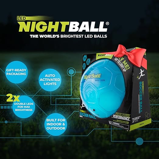 NightBall Light-Up LED Soccer Ball Blue - Tangle