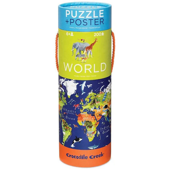 World Animal 200pc Puzzle & Poster - Crocodile Creek
