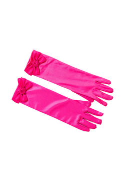 Princess Gloves with Bow - Hot Pink