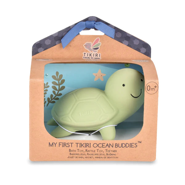 Turtle Natural Rubber Rattle & Bath Toy
