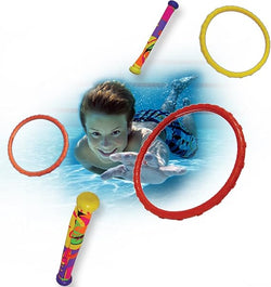 Dizzy Dive Power Pack - 3 Dive Rings + 3 Sticks Pool Toys