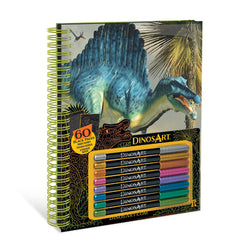 Black Colouring Book with Metalic Pens - Dinosaur Art