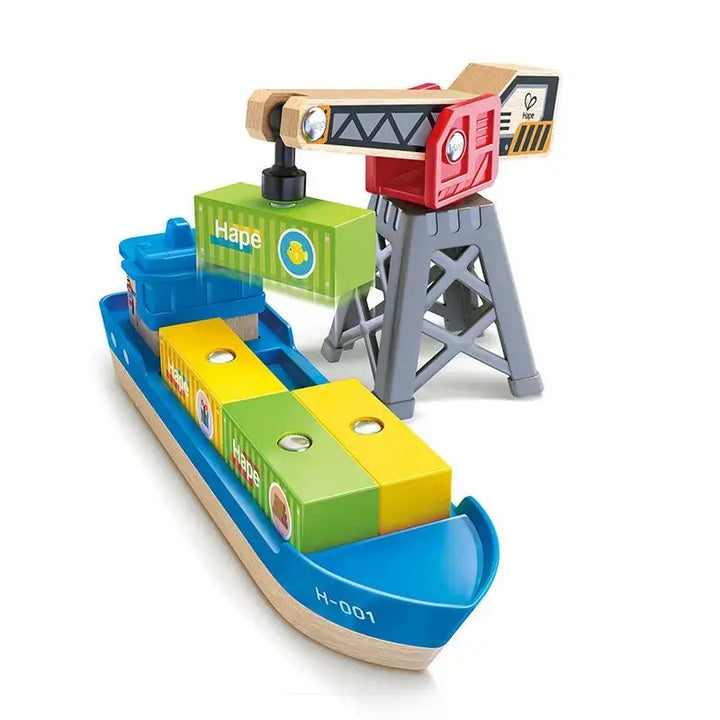 Cargo Ship & Crane - Hape - Train Accessory Set