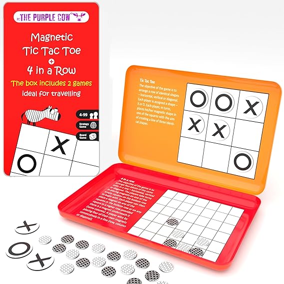 Magnetic Tic Tac Toe & 4 in a Row Travel Game - The Purple Cow