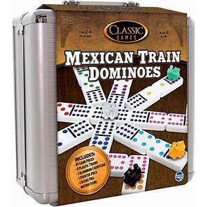 Mexican Train Dominoes in Tin Case