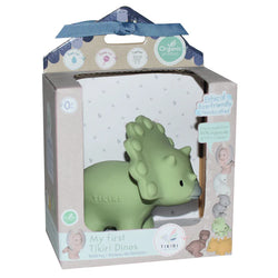 Triceratops Natural Rubber Teether, Rattle & Bath Toy