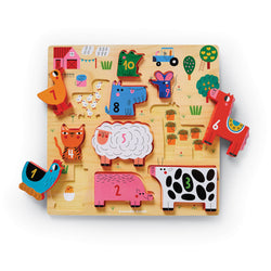 10pc Stacking Wood Puzzle: 123 Barnyard