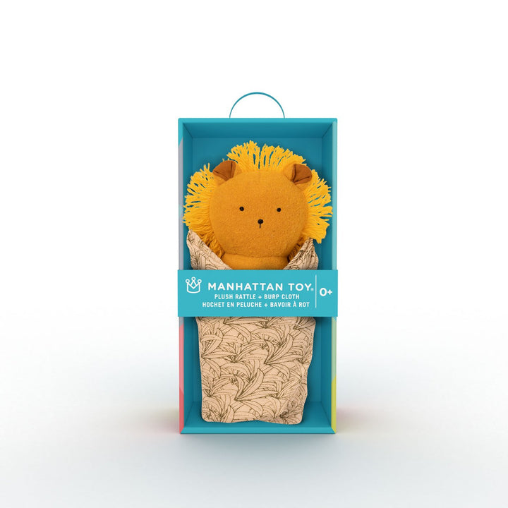 Lion Rattle & Burp Cloth