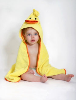Hooded Bath Towel - Puddles Duck 0-18m