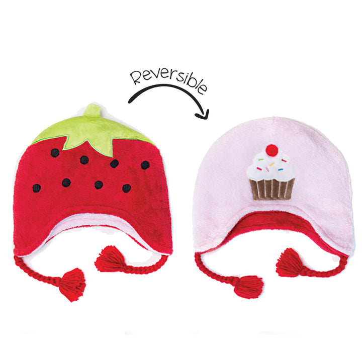 Kids UPF50+ Winter Hat - Strawberry/Cupcake Large