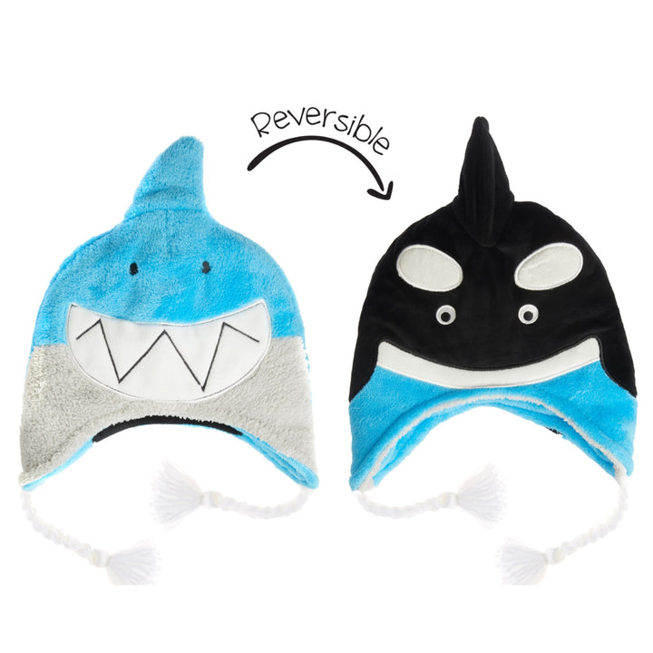 Kids UPF50+ Winter Hat - Shark/Orca Small