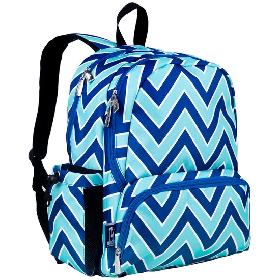 Chevron Blue Backpack - 17 inch